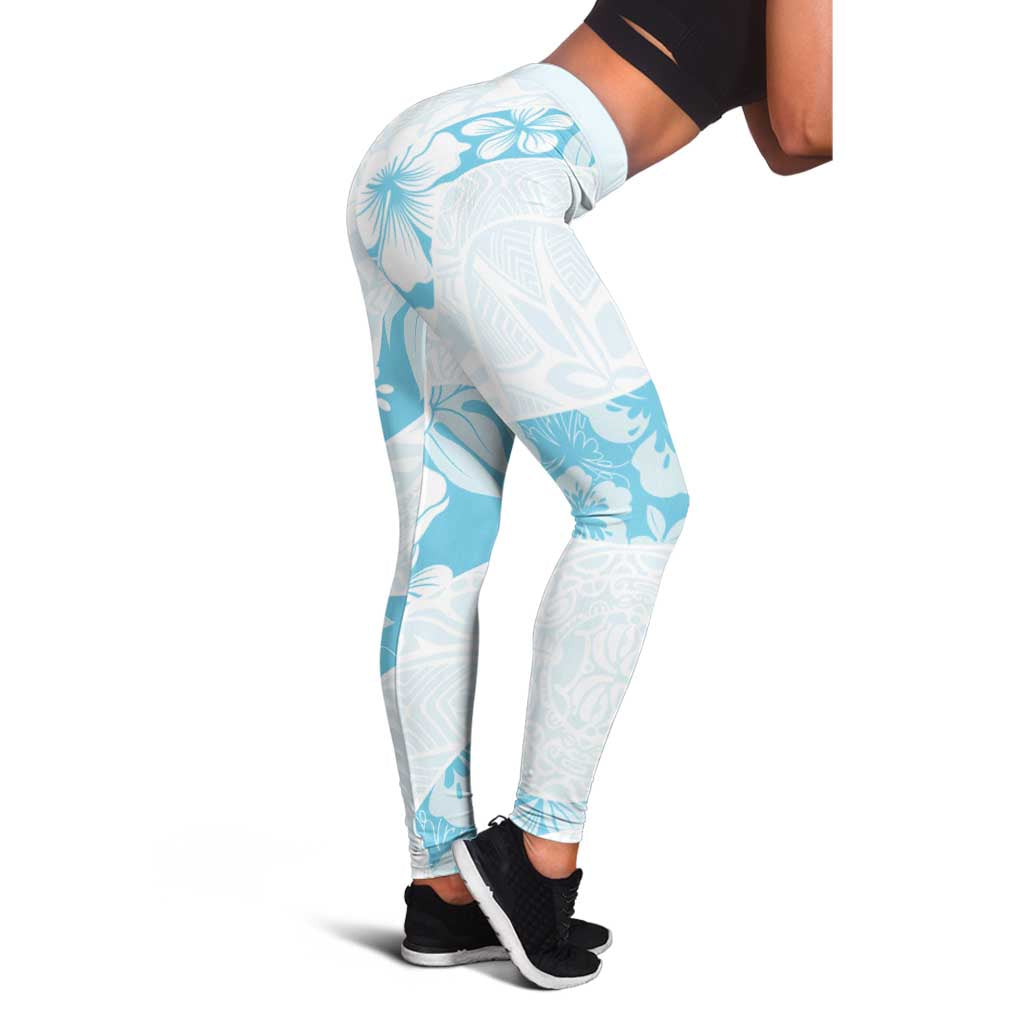 Aloha Hawaii Floral Tapa Leggings Patchwork Turquoise LT7 - Polynesian Pride