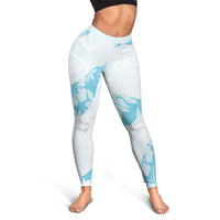 Aloha Hawaii Floral Tapa Leggings Patchwork Turquoise LT7 - Polynesian Pride