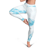 Aloha Hawaii Floral Tapa Leggings Patchwork Turquoise LT7 - Polynesian Pride