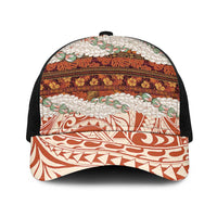 Aloha Hawaii Mikioi Lei Baseball Net Cap Cattail Red Tropical Flower Pattern LT14 One Size Black Cattail Red - Polynesian Pride