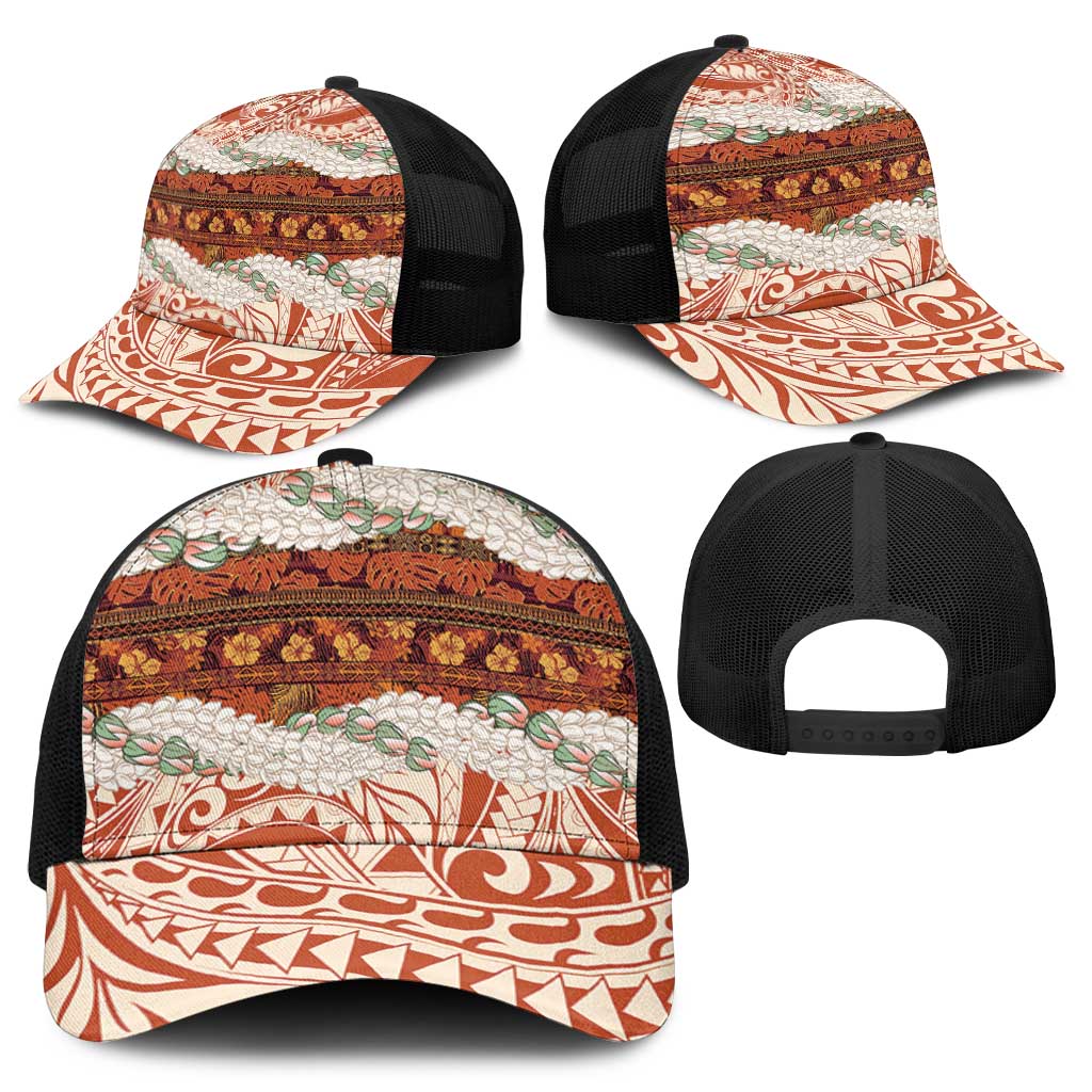 Aloha Hawaii Mikioi Lei Baseball Net Cap Cattail Red Tropical Flower Pattern LT14 - Polynesian Pride