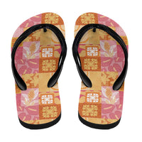 Aloha Hawaii Quilt Floral Patchwork Style Flip Flops