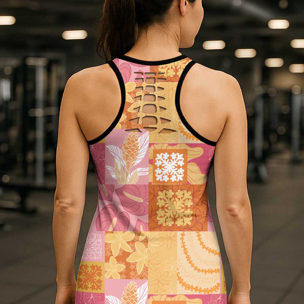 Aloha Hawaii Quilt Floral Patchwork Style Hollow Tank Top