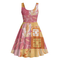 Aloha Hawaii Quilt Floral Patchwork Style Midi Dress