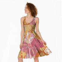 Aloha Hawaii Quilt Floral Patchwork Style Midi Dress