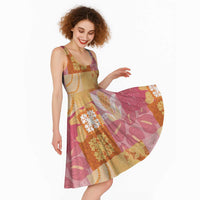 Aloha Hawaii Quilt Floral Patchwork Style Midi Dress