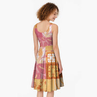 Aloha Hawaii Quilt Floral Patchwork Style Midi Dress