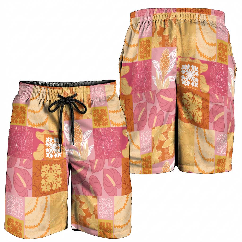 Aloha Hawaii Quilt Floral Patchwork Style Shorts for Men