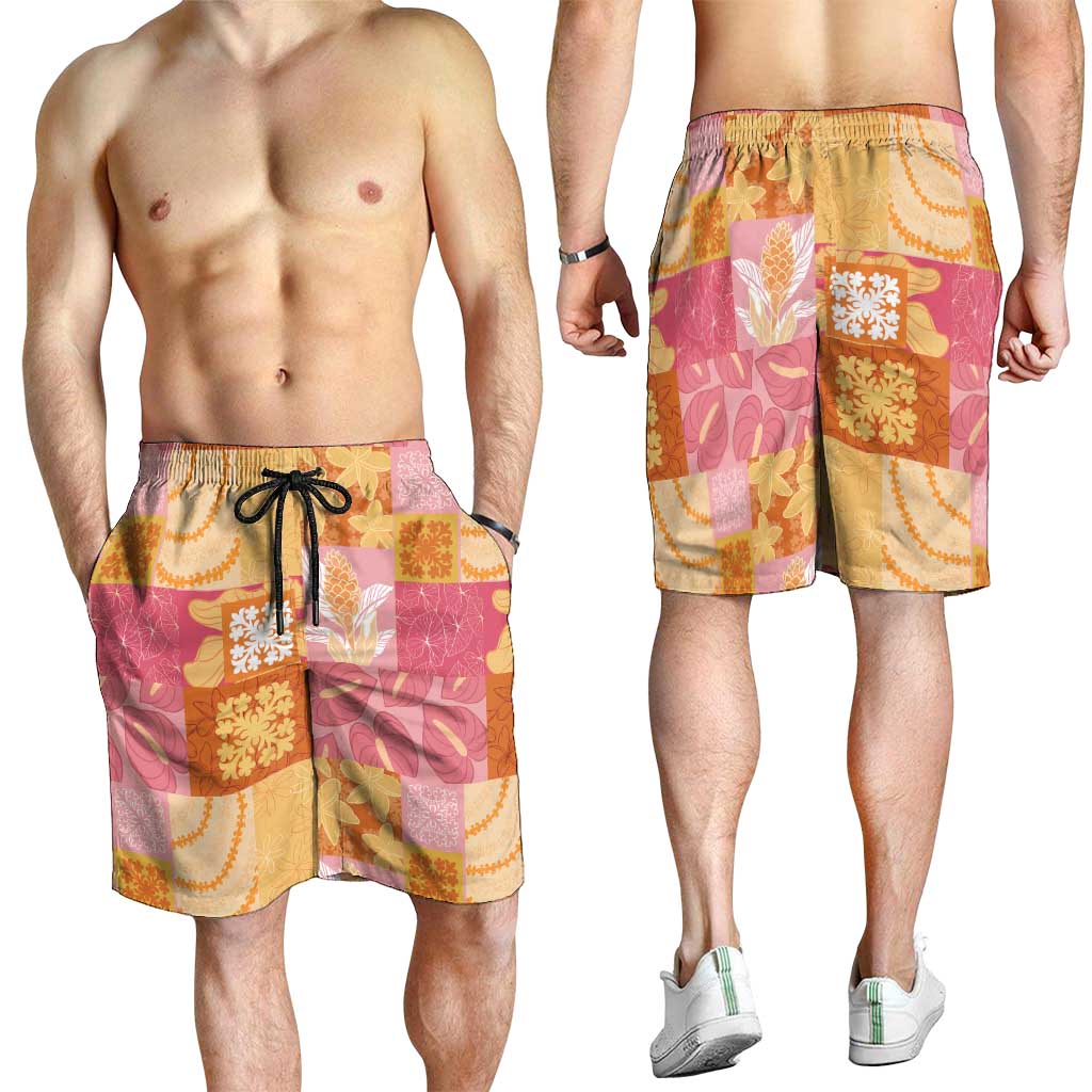 Aloha Hawaii Quilt Floral Patchwork Style Shorts for Men