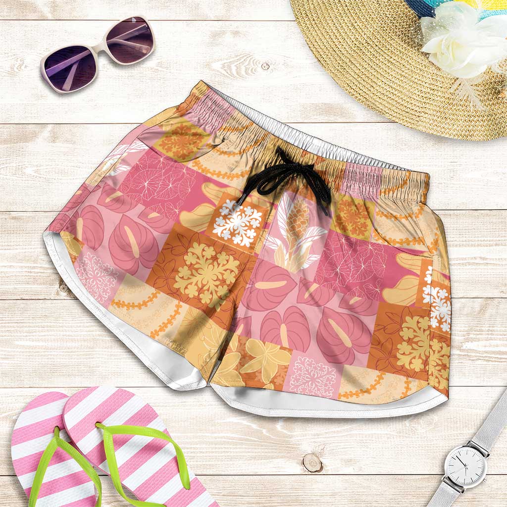 Aloha Hawaii Quilt Floral Patchwork Style Shorts for Women