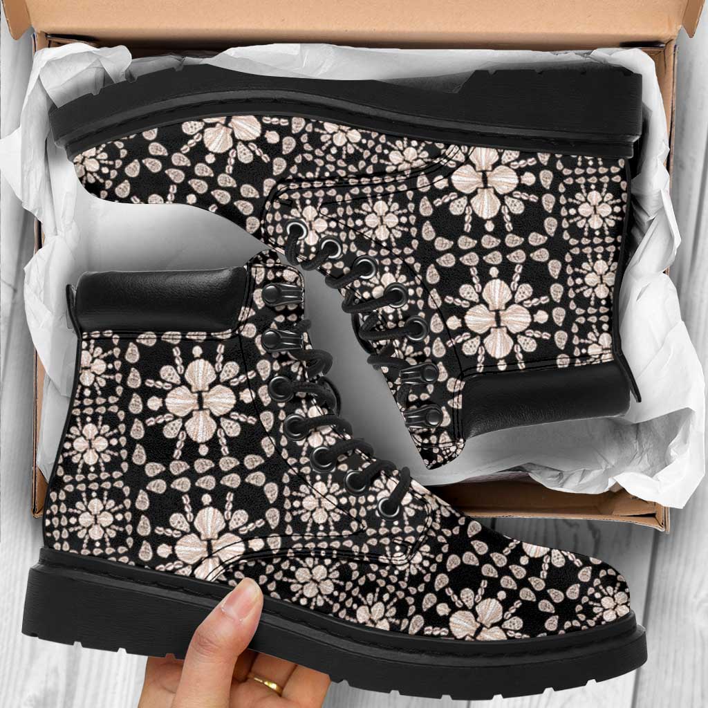 Aloha Hawaii Shell Quilt All Season Boots Seamless Style LT14 Black - Polynesian Pride