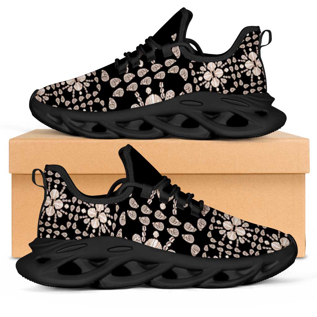 Aloha Hawaii Shell Quilt Clunky Sneakers Seamless Style LT14 Black - Polynesian Pride