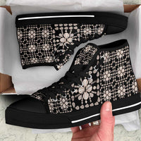 Aloha Hawaii Shell Quilt High Top Shoes Seamless Style LT14 Black - Polynesian Pride