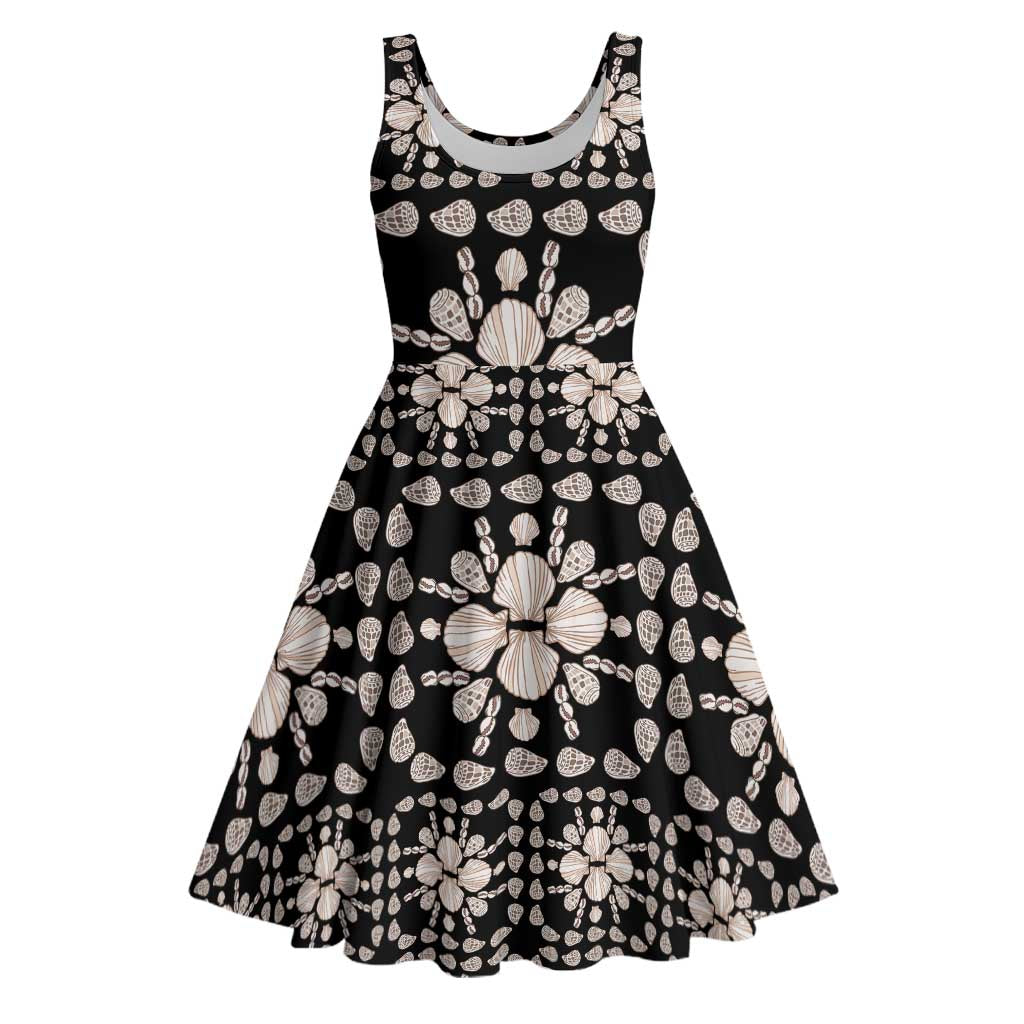 Aloha Hawaii Shell Quilt Midi Dress Seamless Style LT14 Black - Polynesian Pride