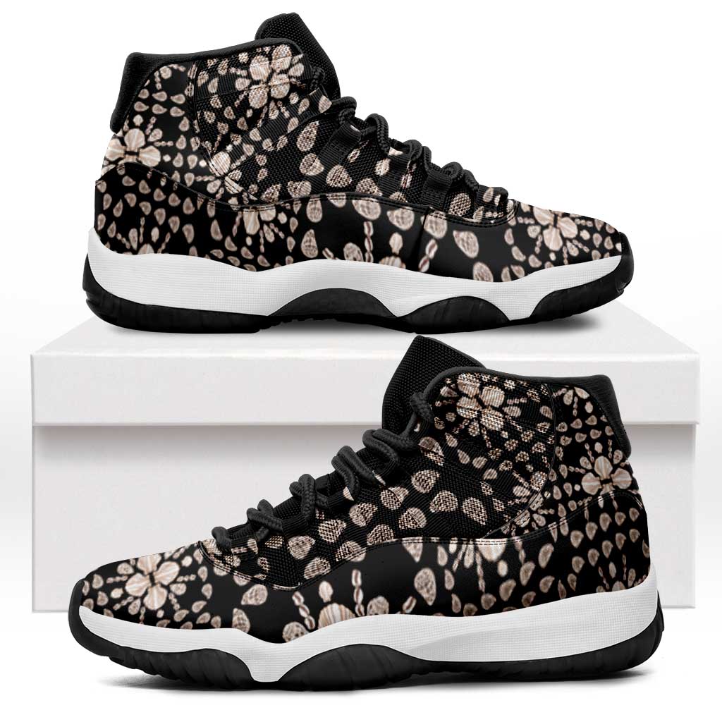 Aloha Hawaii Shell Quilt Sneakers J11 Seamless Style LT14 Black - Polynesian Pride