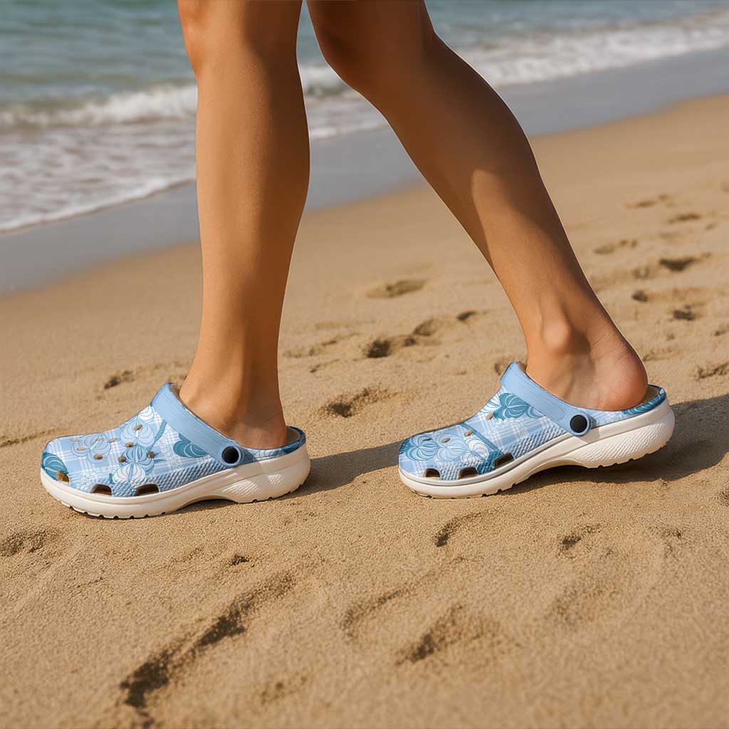 Anthurium Pikake Ti Leaf Palaka Clogs Shoes Blue Version LT01 - Polynesian Pride