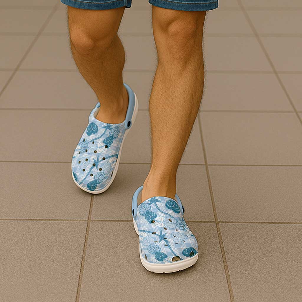 Anthurium Pikake Ti Leaf Palaka Clogs Shoes Blue Version LT01 - Polynesian Pride