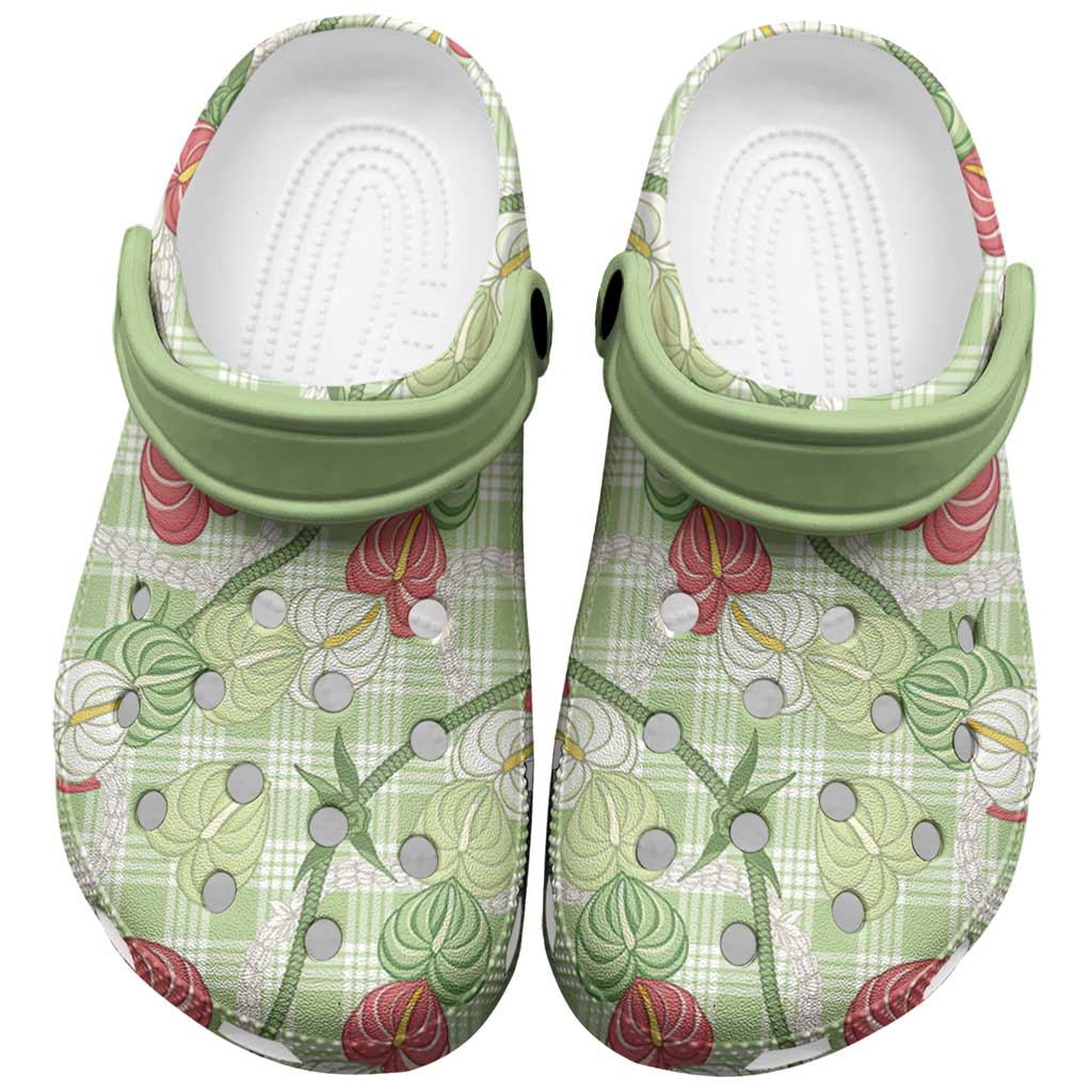 Anthurium Pikake Ti Leaf Palaka Clogs Shoes Green Version LT01 Green - Polynesian Pride