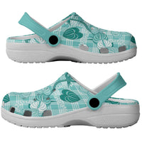 Anthurium Pikake Ti Leaf Palaka Clogs Shoes Turquoise Version LT01 - Polynesian Pride
