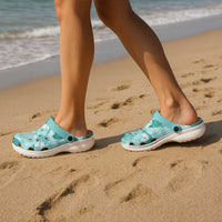 Anthurium Pikake Ti Leaf Palaka Clogs Shoes Turquoise Version LT01 - Polynesian Pride