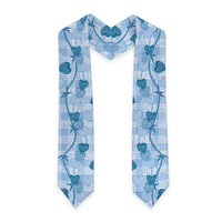 Anthurium Pikake Ti Leaf Palaka Graduation Stole Blue Version LT01 - Polynesian Pride