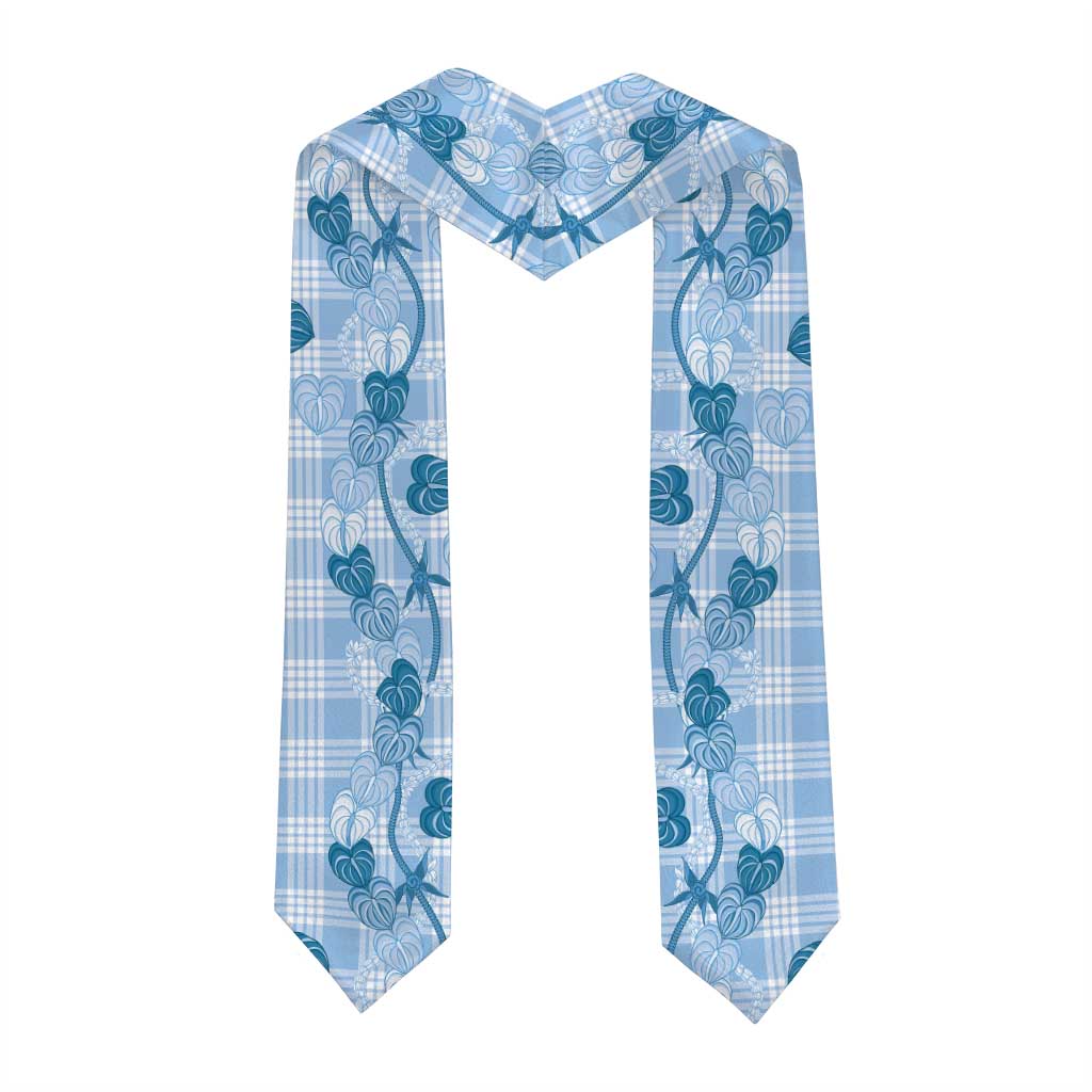 Anthurium Pikake Ti Leaf Palaka Graduation Stole Blue Version LT01 - Polynesian Pride