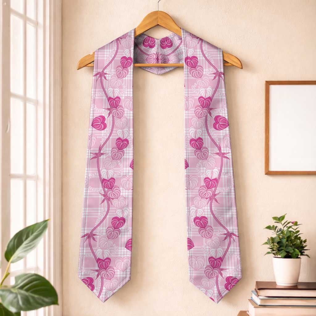 Anthurium Pikake Ti Leaf Palaka Graduation Stole Pink Version LT01 One Size Pink - Polynesian Pride