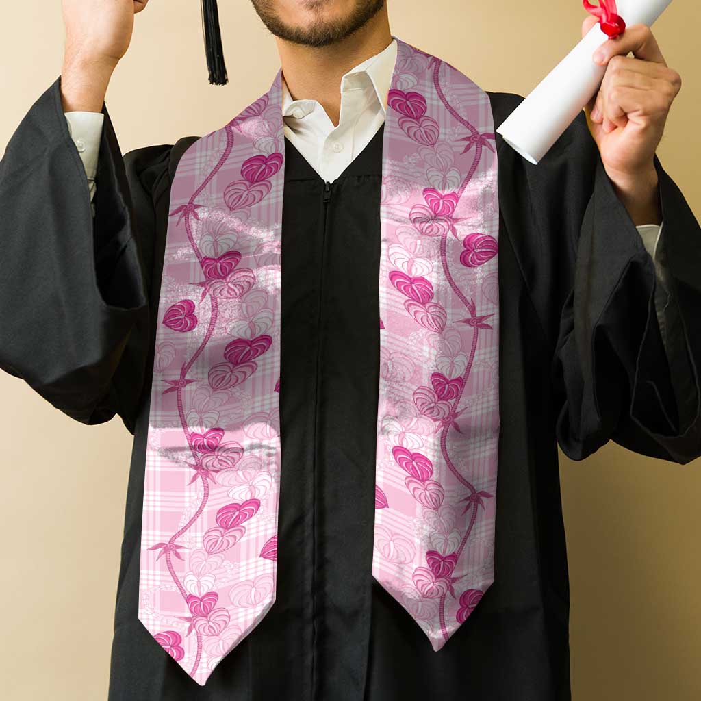 Anthurium Pikake Ti Leaf Palaka Graduation Stole Pink Version LT01 - Polynesian Pride