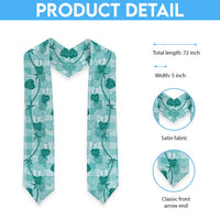 Anthurium Pikake Ti Leaf Palaka Graduation Stole Turquoise Version LT01 - Polynesian Pride