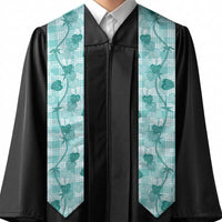 Anthurium Pikake Ti Leaf Palaka Graduation Stole Turquoise Version LT01 - Polynesian Pride