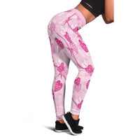 Anthurium Pikake Ti Leaf Palaka Leggings Pink Version LT01 - Polynesian Pride