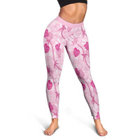 Anthurium Pikake Ti Leaf Palaka Leggings Pink Version LT01 - Polynesian Pride