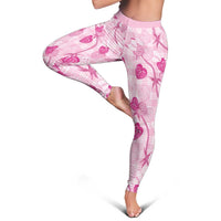 Anthurium Pikake Ti Leaf Palaka Leggings Pink Version LT01 - Polynesian Pride