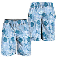 Anthurium Pikake Ti Leaf Palaka Shorts for Men Blue Version LT01 - Polynesian Pride