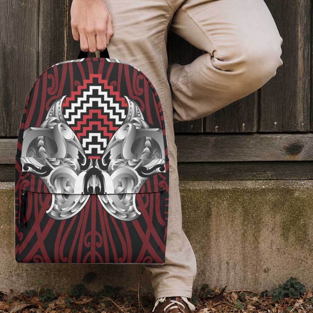 Aotearoa Kowhaiwhai Poutama Red Motif Backpack LT9 - Polynesian Pride