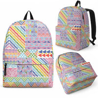 Aotearoa Kowhaiwhai Taniko Patchwork Rainbow Motifs Backpack