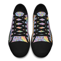 Aotearoa Kowhaiwhai Taniko Patchwork Rainbow Motifs Low Top Shoes