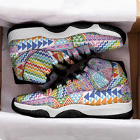 Aotearoa Kowhaiwhai Taniko Patchwork Rainbow Motifs Sneakers J11