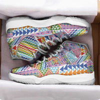 Aotearoa Kowhaiwhai Taniko Patchwork Rainbow Motifs Sneakers J11