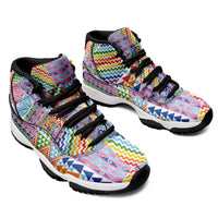 Aotearoa Kowhaiwhai Taniko Patchwork Rainbow Motifs Sneakers J11