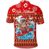 Hawaii Christmas Santas Surf Mele Kalikimaka Polo Shirt LT2 - Polynesian Pride