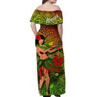 Hawaii Hula Girl Reggae Off Shoulder Long Dress - LT2 - Polynesian Pride