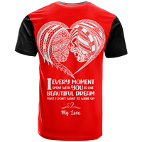 Custom Fiji Valentine Couple Heart T Shirt LT2 - Polynesian Pride