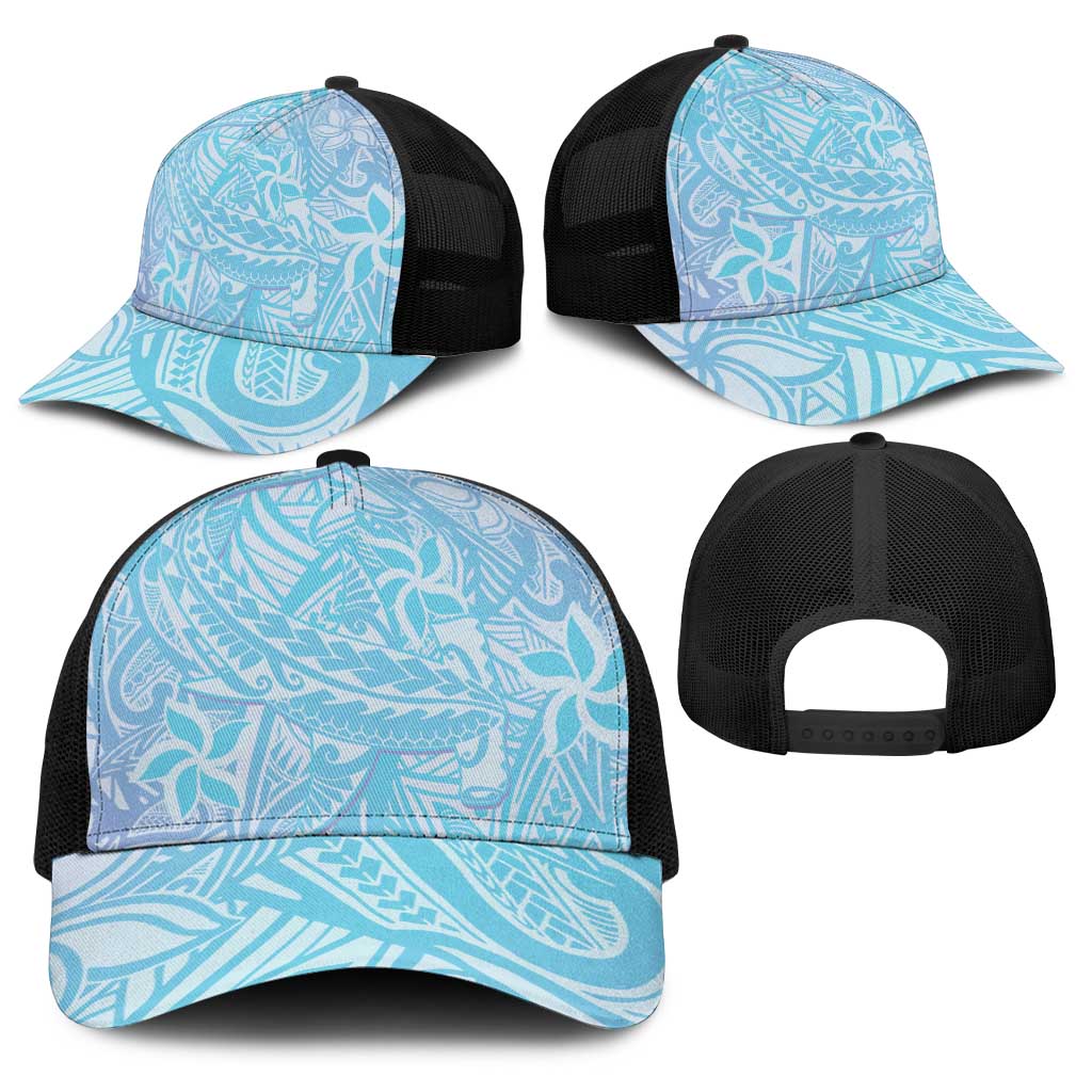 Baby Blue Gradient Polynesia Baseball Net Cap Hawaiian Tribal Hammerhead Shark Tattoo LT14 - Polynesian Pride