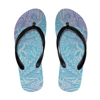 Baby Blue Gradient Polynesia Flip Flops Hawaiian Tribal Hammerhead Shark Tattoo LT14 Baby Blue - Polynesian Pride