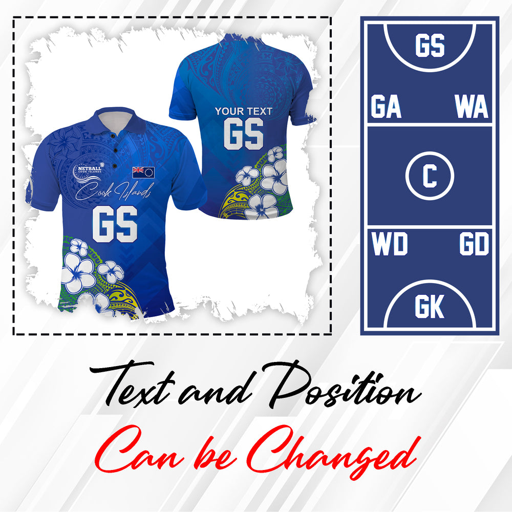 Custom Position Cook Islands Netball Sports Uniform Blue Color - Polo Shirt - CTM03