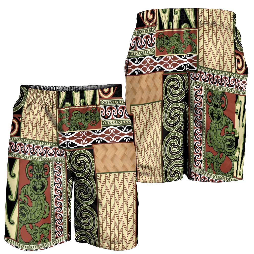 Beige Aotearoa Kowhaiwhai Pattern Shorts for Men NZ Maori Quilt Style LT14 - Polynesian Pride