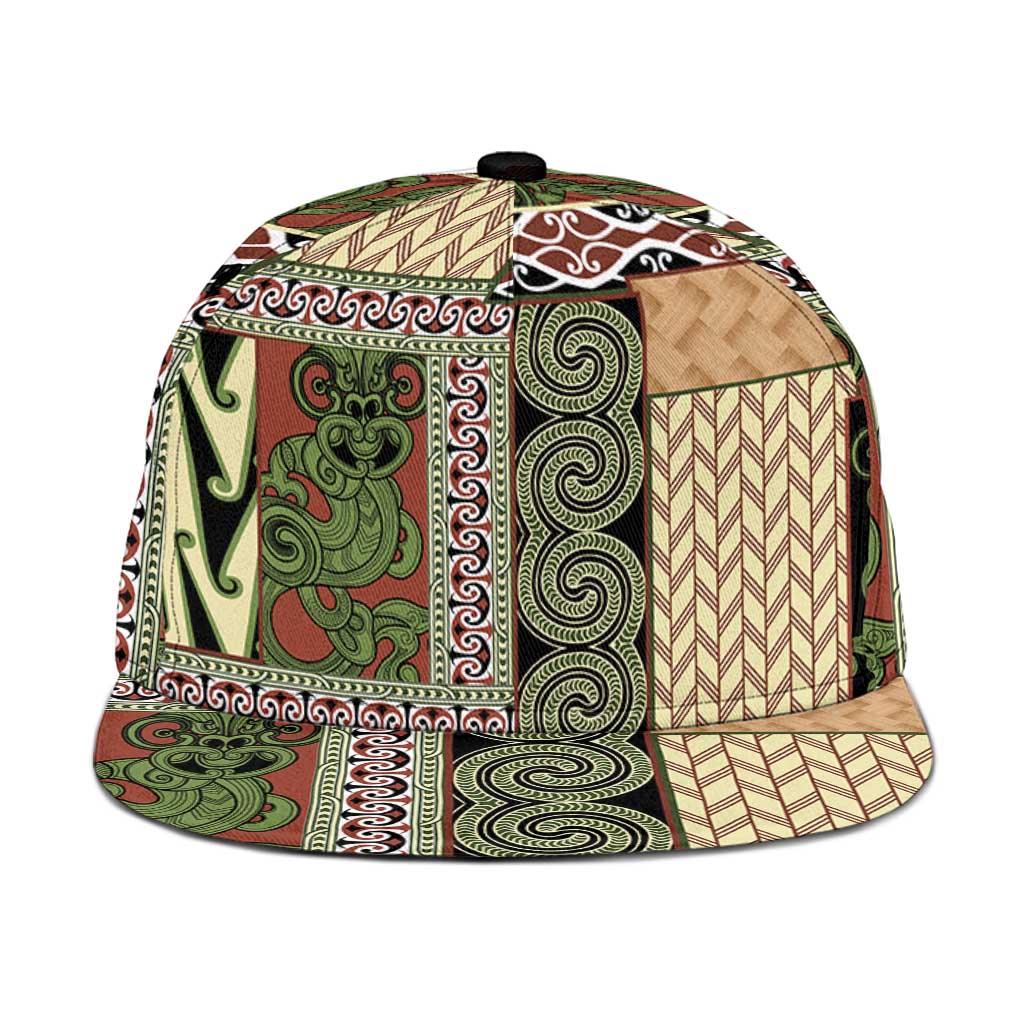 Beige Aotearoa Kowhaiwhai Pattern Snapback Cap NZ Maori Quilt Style LT14 One Size Beige - Polynesian Pride