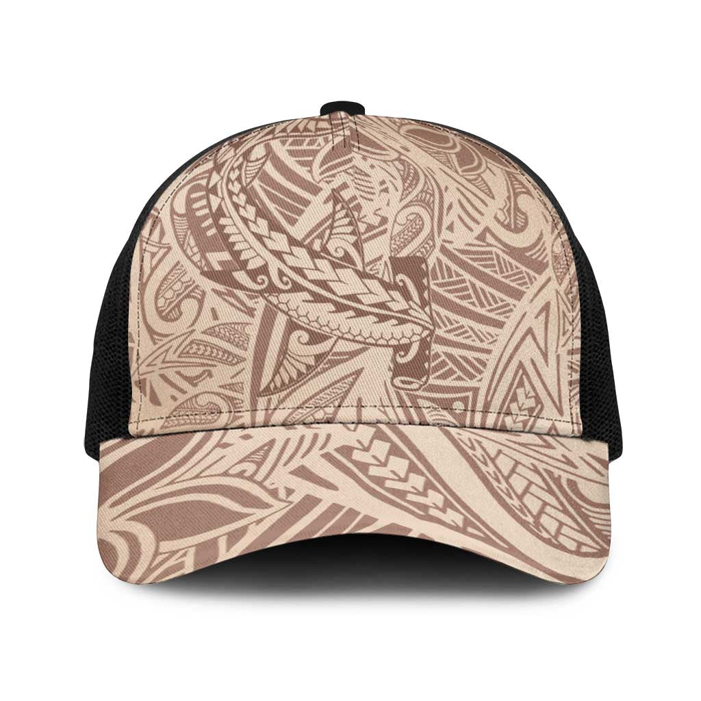 Beige Gradient Polynesia Baseball Net Cap Hawaiian Tribal Hammerhead Shark Tattoo LT14 One Size Black Beige - Polynesian Pride