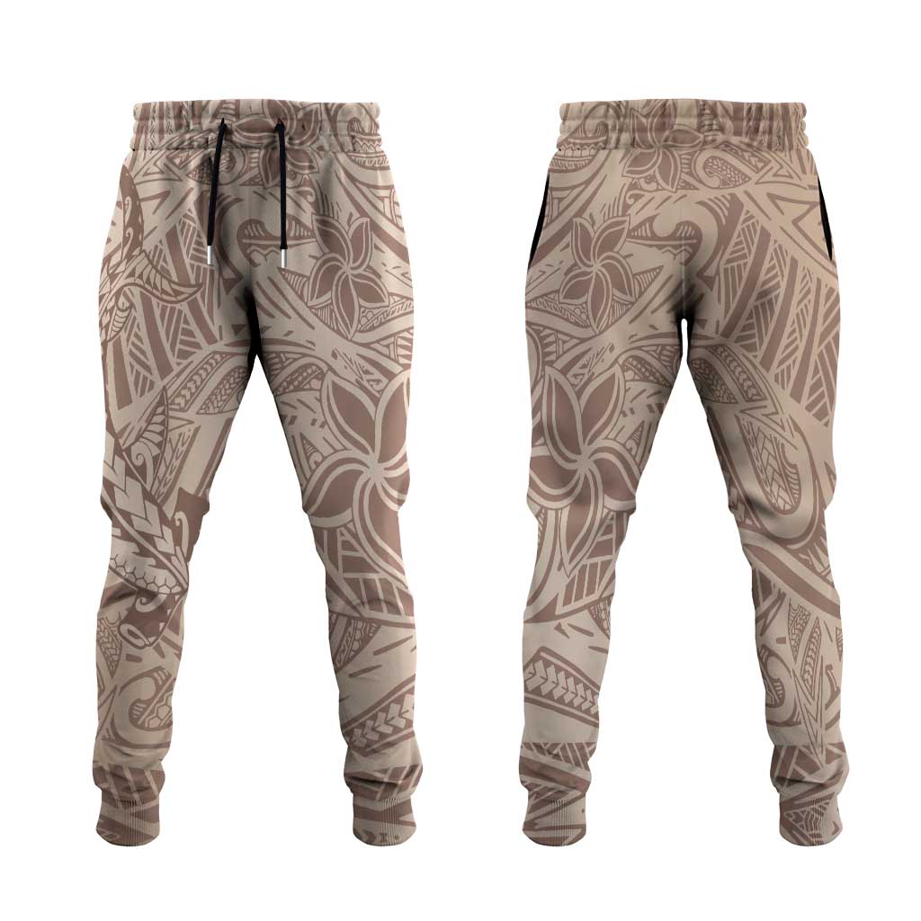 Beige Gradient Polynesia Jogger Pants Hawaiian Tribal Hammerhead Shark Tattoo LT14 Beige - Polynesian Pride